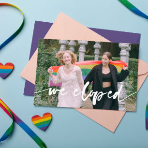 Rainbow Watercolor Wash We Eloped Photo Announcement