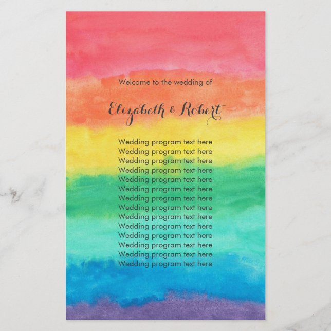 Rainbow Watercolor Wedding (Front)