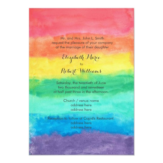 Rainbow Watercolor Wedding Card