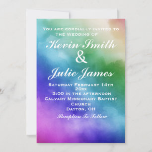 Rainbow Watercolor Wedding Invitation