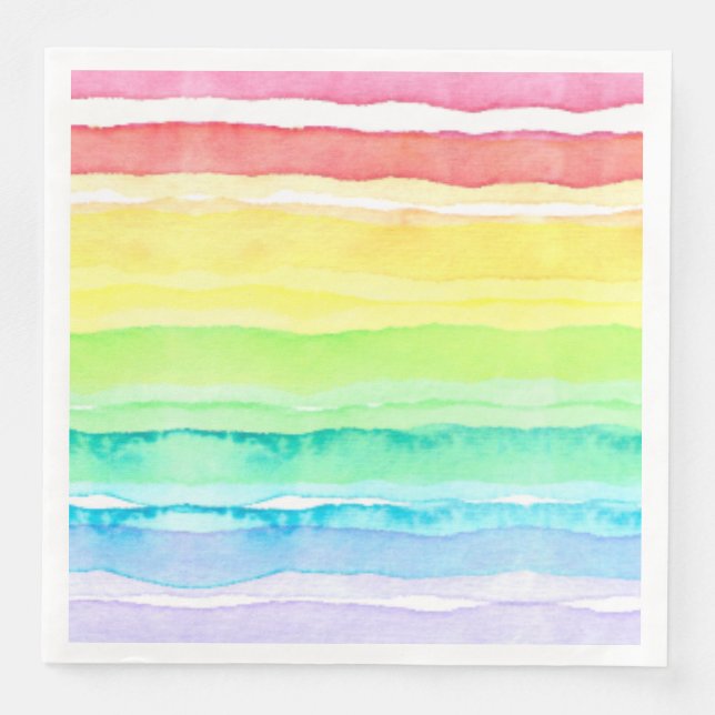 Rainbow Watercolor Wedding Napkin (Front)