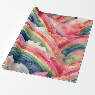 rainbow watercolor wrapping paper