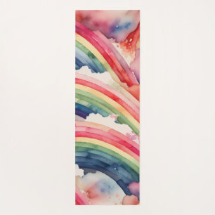 rainbow watercolor yoga mat