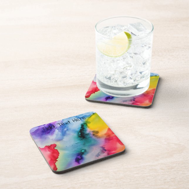 Rainbow Watercolored Texture Coaster (Right Side)