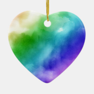 Rainbow Watercolors Ceramic Tree Decoration