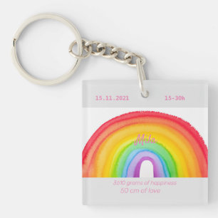 Rainbow watercolors key ring