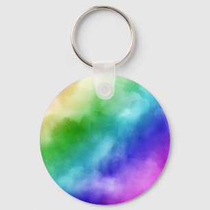 Rainbow Watercolors Key Ring