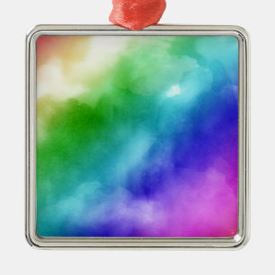 Rainbow Watercolors Metal Ornament