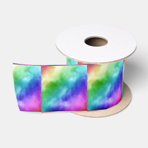 Rainbow Watercolors Satin Ribbon
