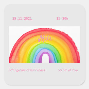 Rainbow watercolors square sticker