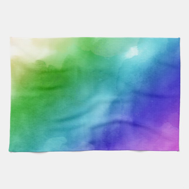 Rainbow Watercolors Tea Towel (Horizontal)