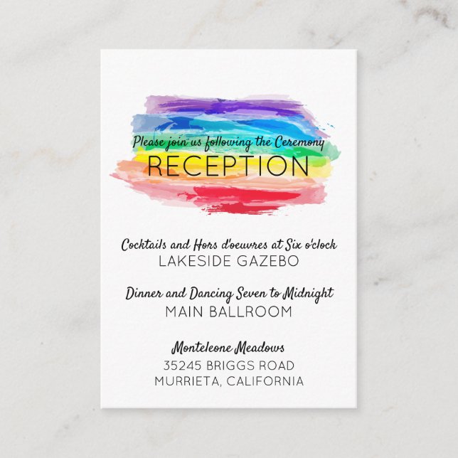 Rainbow Watercolors Wedding Reception Enclosure (Front)