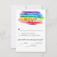Rainbow Watercolors Wedding Reply Card