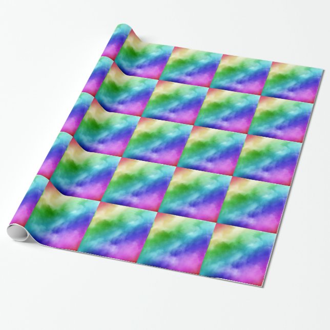 Rainbow Watercolors Wrapping Paper (Unrolled)
