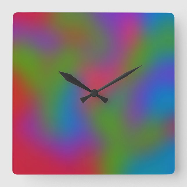 Rainbow Watercolour Abstract Art Ombré Vibes Square Wall Clock (Front)