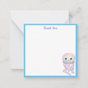Rainbow Watercolour Jellyfish Thank You Note Card