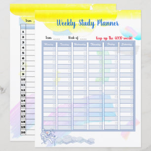 Rainbow Watercolour Study Planner and Things to DO