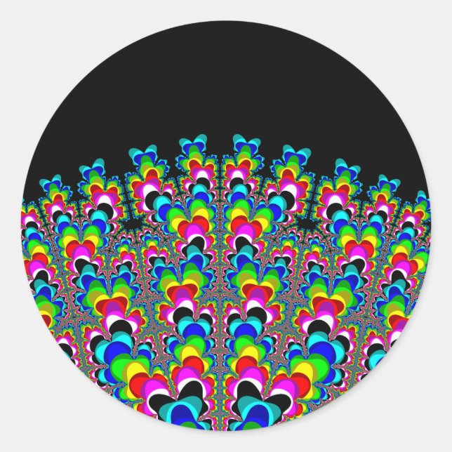 Rainbow Waterfall - Fractal Art Classic Round Sticker (Front)