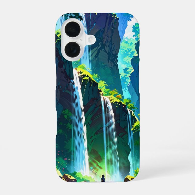 Rainbow Waterfall iPhone 16 Case (Back)