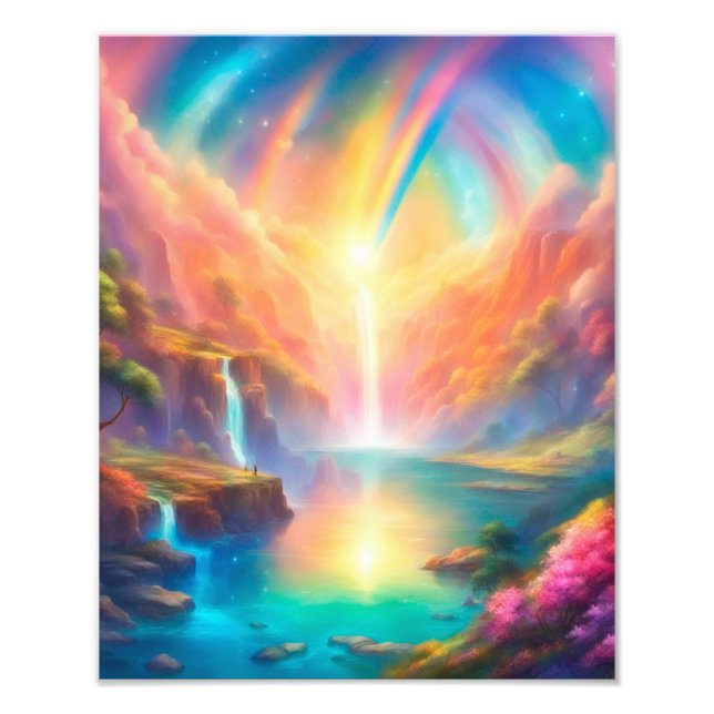 Rainbow waterfall landscape photo print (Front)