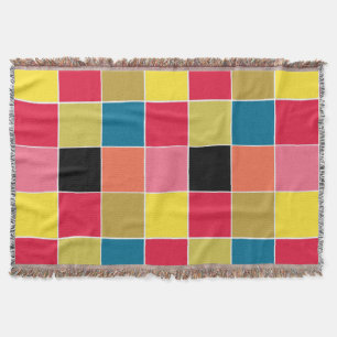 Rainbow Waterfall Squares Throw Blanket