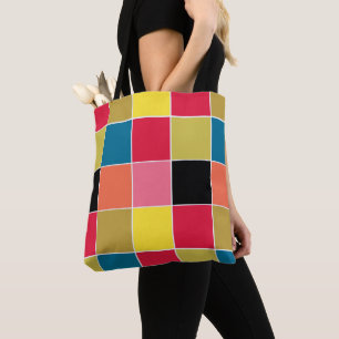 Rainbow Waterfall Squares Tote Bag