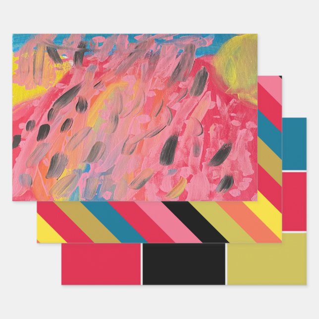 Rainbow Waterfall Squares  Wrapping Paper Sheet (Set)