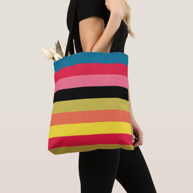 Rainbow Waterfall Stripes  Tote Bag (Close Up)