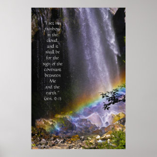 Rainbow Waterfall w/Scripture Verse Poster