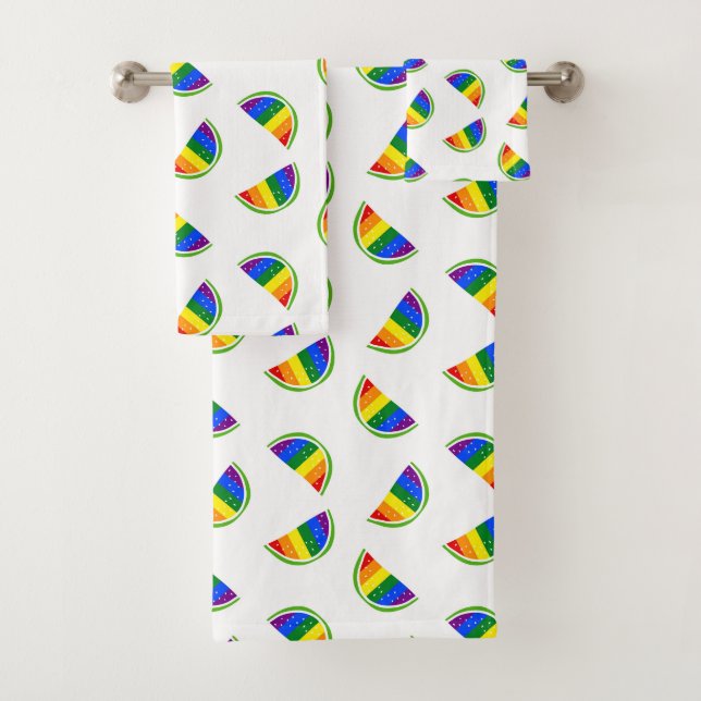 Rainbow Watermelon Pattern Bath Towel Set (Insitu)