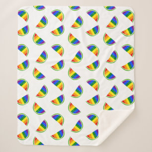 Rainbow Watermelon Pattern Sherpa Blanket