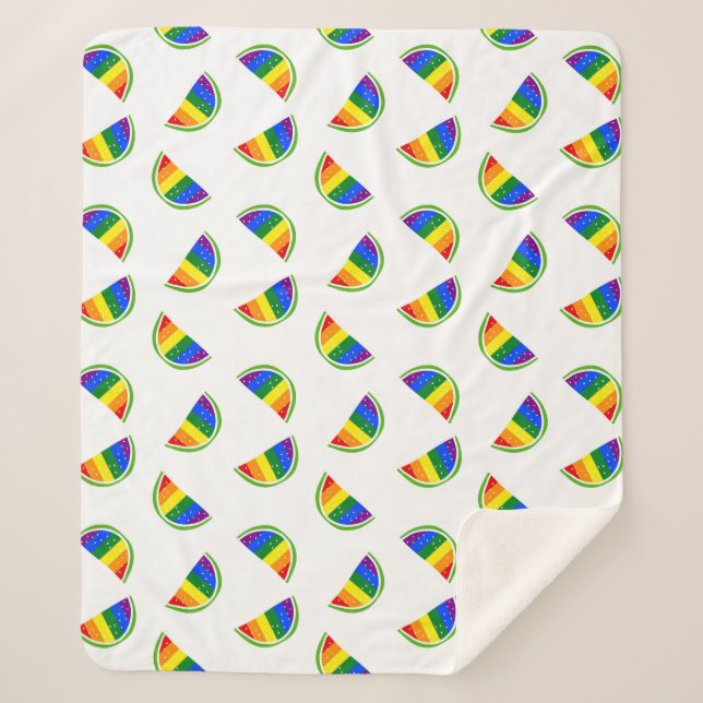 Rainbow Watermelon Pattern Sherpa Blanket (Front)