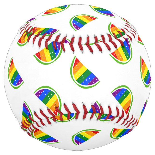 Rainbow Watermelon Pattern Softball (Front)