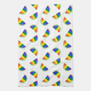 Rainbow Watermelon Pattern Tea Towel