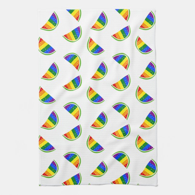 Rainbow Watermelon Pattern Tea Towel (Vertical)