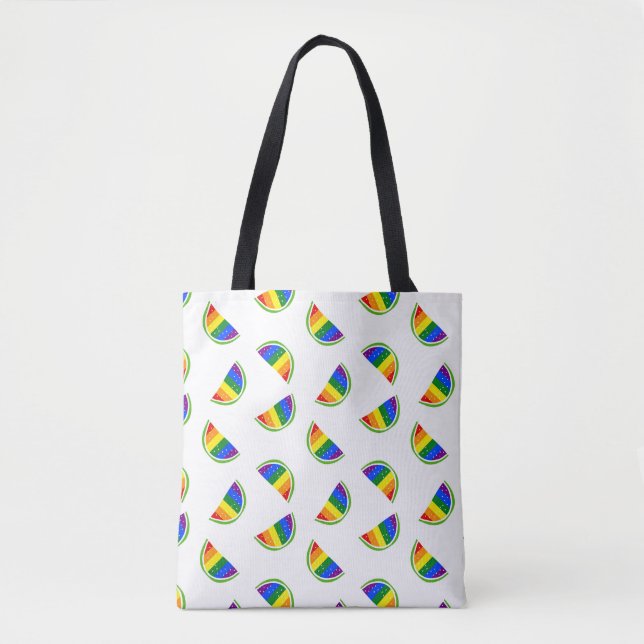 Rainbow Watermelon Pattern Tote Bag (Front)