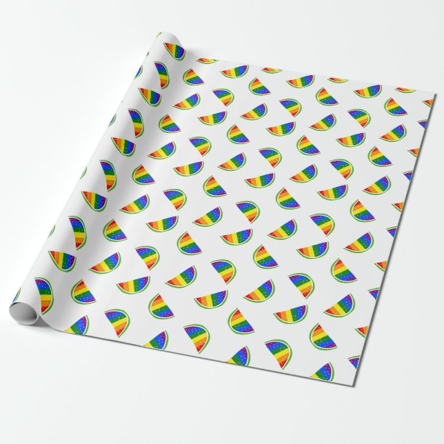 Rainbow Watermelon Pattern Wrapping Paper (Unrolled)
