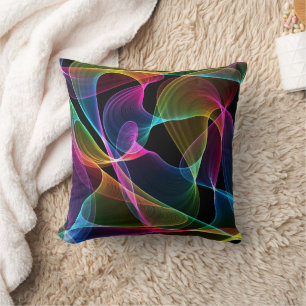 Rainbow Wave Abstract  Cushion