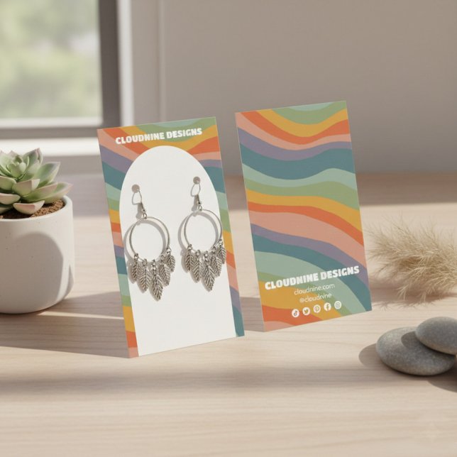 Rainbow Wave Earring Necklace Jewellery Display Ca (Rainbow Wave Arch Earring Necklace Jewelry Display Card
)