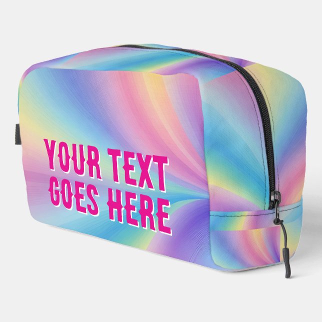 rainbow wave ombre colourful your text here printe dopp kit (Right Corner)