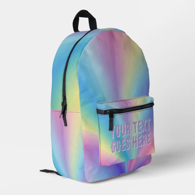 rainbow wave ombre colourful your text here printed backpack (Back Corner Left)