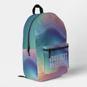 rainbow wave ombre colourful your text here printed backpack
