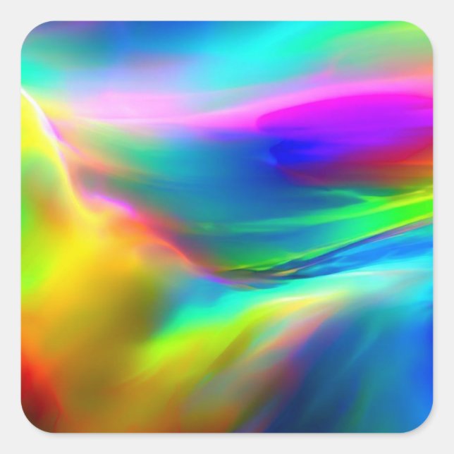 RAINBOW WAVE PATTERN FOR MODERN MINIMALISTS SQUARE STICKER (Front)