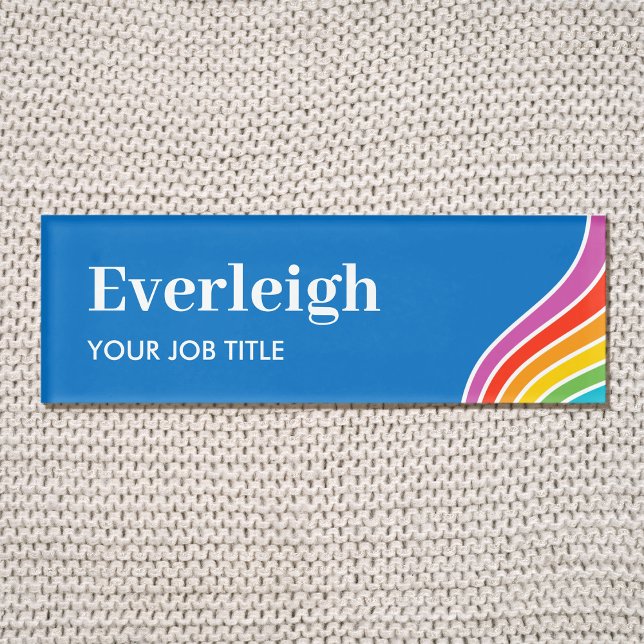 Rainbow Wave Personalised Staff Name Magnetic Name Tag (Creator Uploaded)