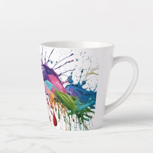 Rainbow Wave Splash – Colourful Abstract Paint  Latte Mug (Right)