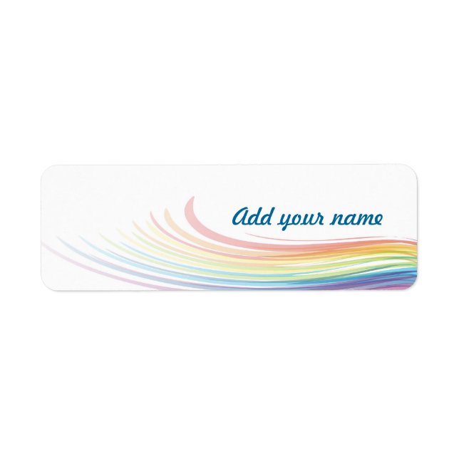 Rainbow Wave with Name in Blue Return Address Label (Front)