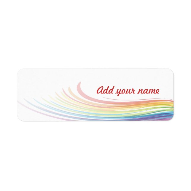 Rainbow Wave with Name in Red Return Address Label (Front)