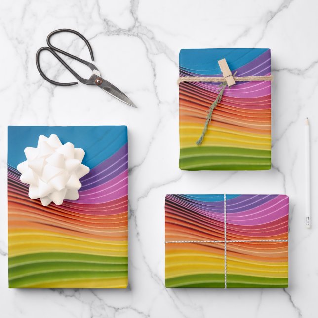 Rainbow Wave Wrapping Paper Sheet (Front)