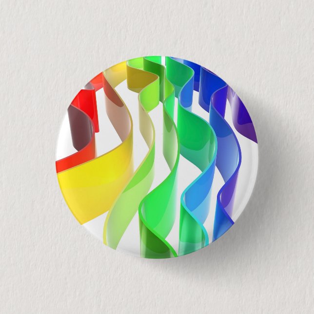 Rainbow waves 3 cm round badge (Front)