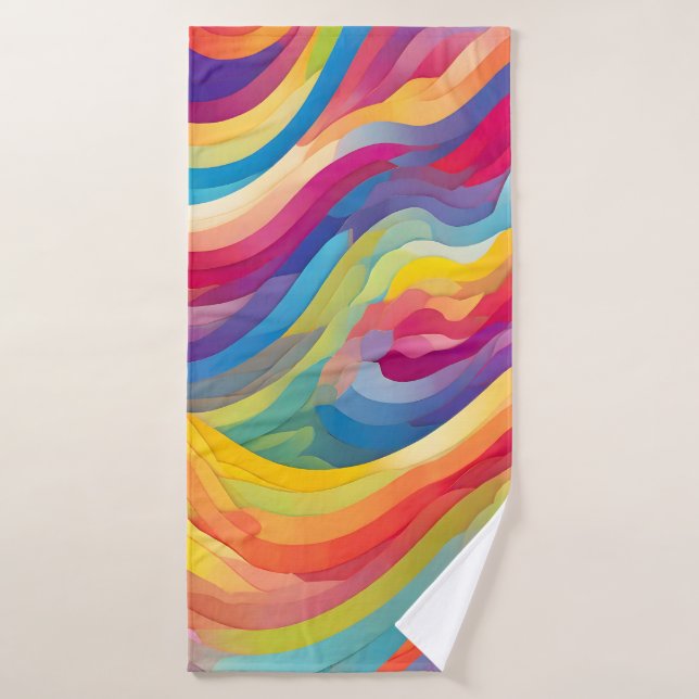 Rainbow Waves Bath Towel Set (Bath Towel)